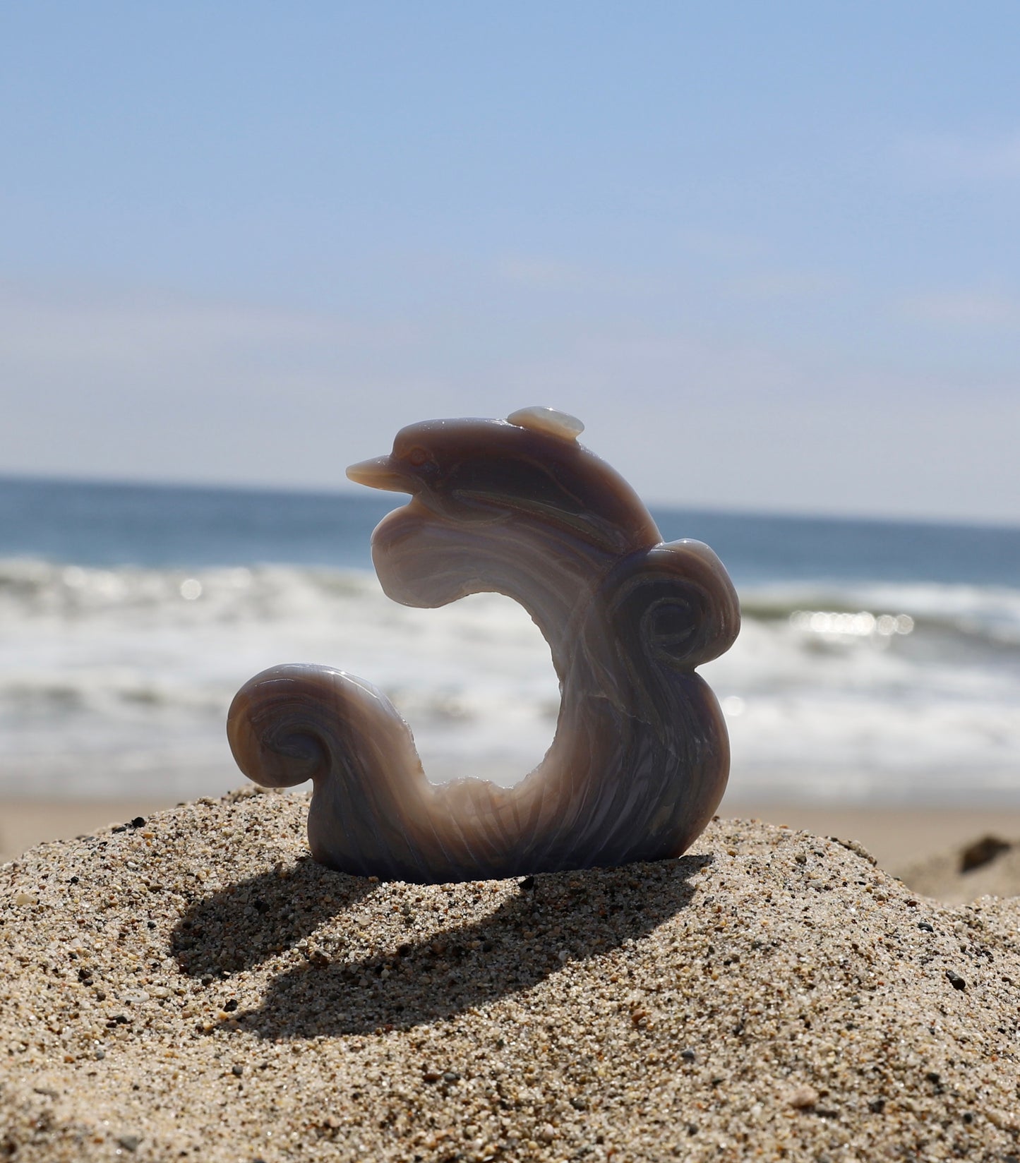 Druzy Agate Dolphin Carving