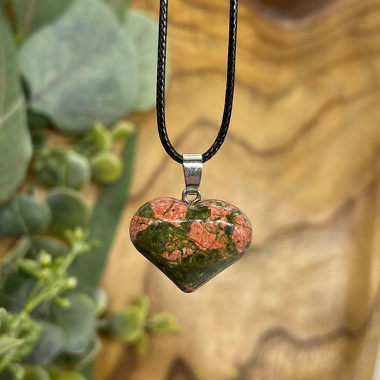 Unakite Heart Necklace