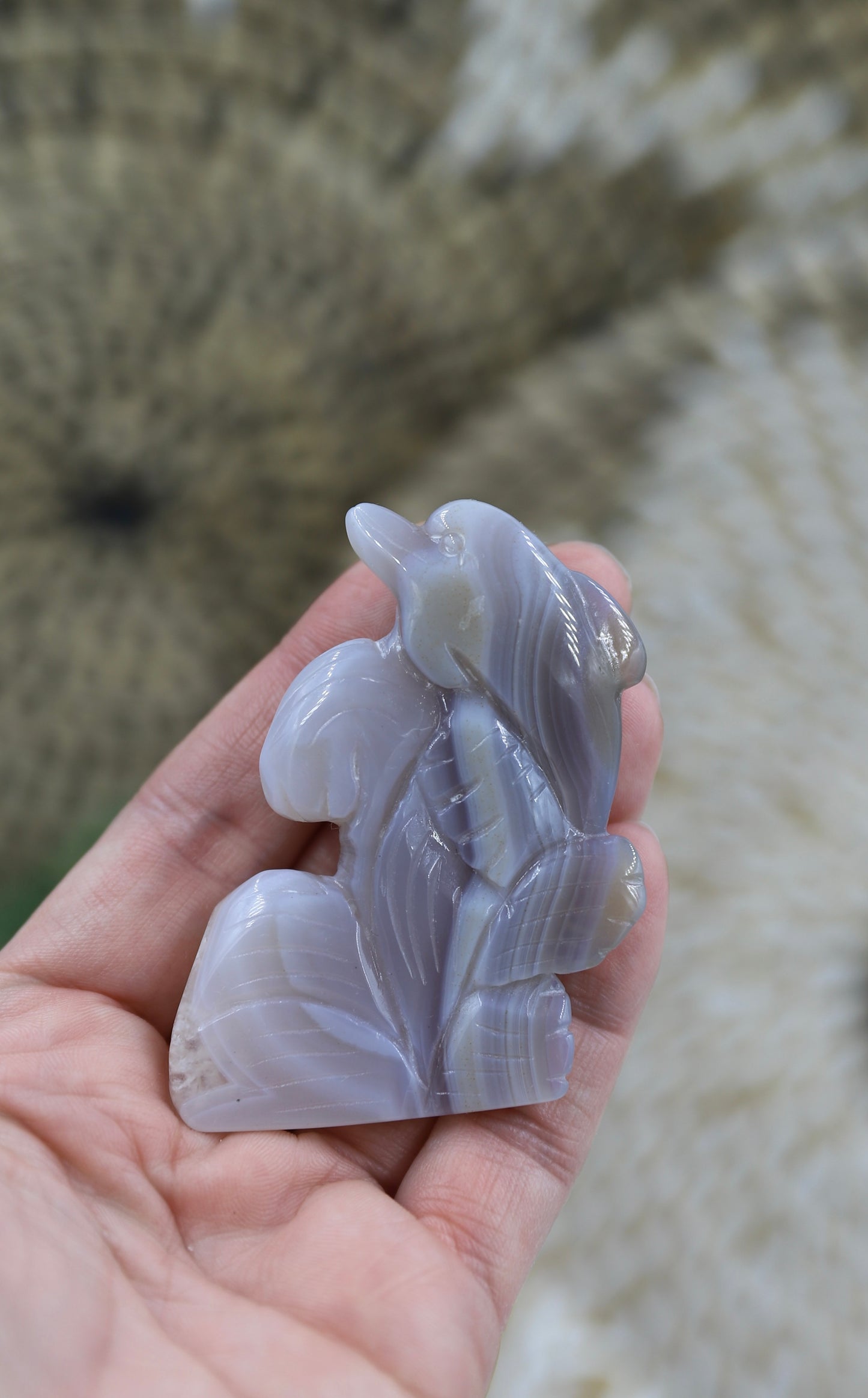 Druzy Agate Dolphin Carving