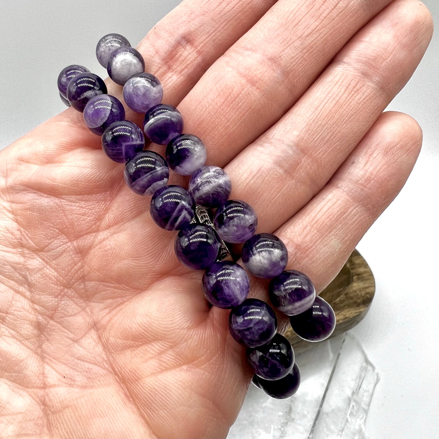 Chevron Dream Amethyst Bracelet - Wisdom, Growth, Cleansing, Protection