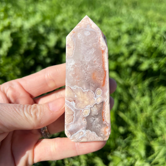 Pink Amethyst Flower Agate Tower