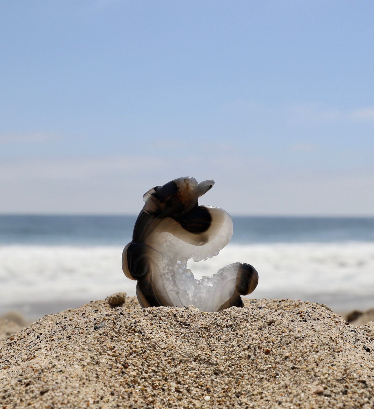 Druzy Agate Dolphin Carving