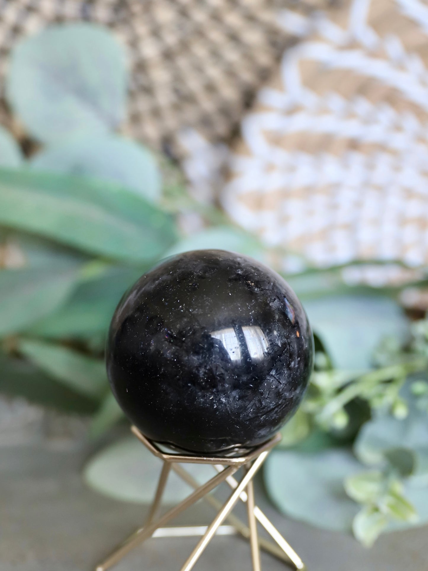Black Tourmaline in Quartz Sphere