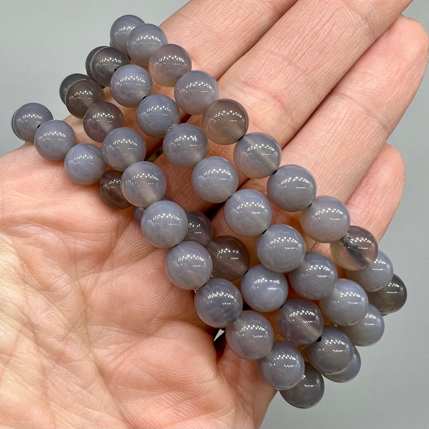 Smokey Agate/Grey Agate Bracelet - Happiness, Stability, Grounding, Self-Confidence, Creativity, Releases Fear