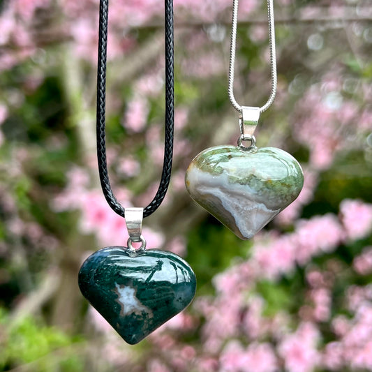 Moss Agate Heart Necklace