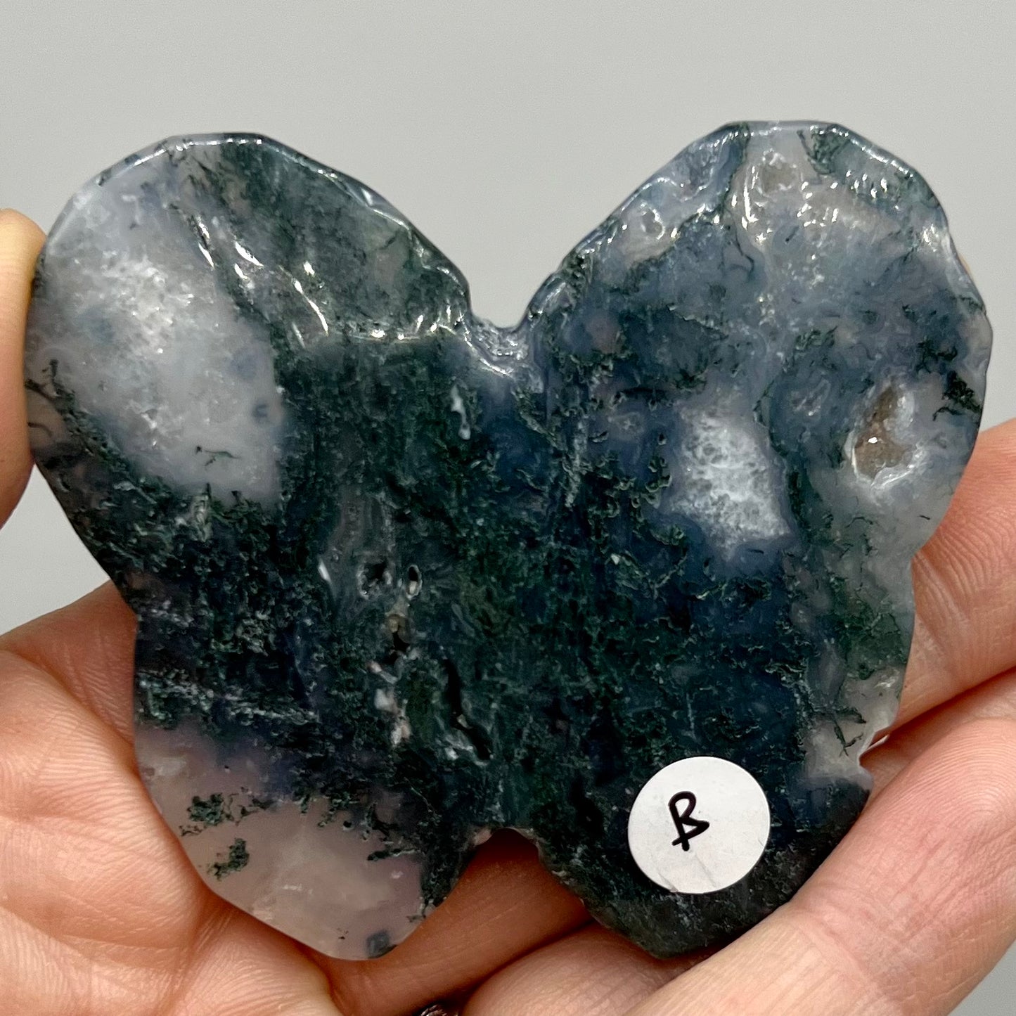 Moss Agate Butterfly Carving