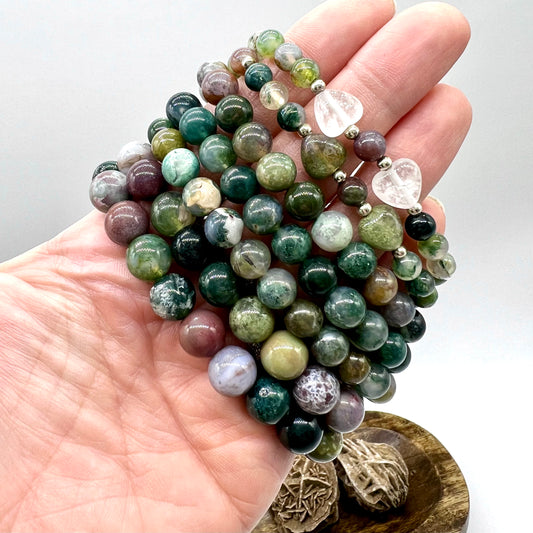 Moss Agate Bracelet - Success, Prosperity, Abundance, Wealth, New Beginnings, Release Fear