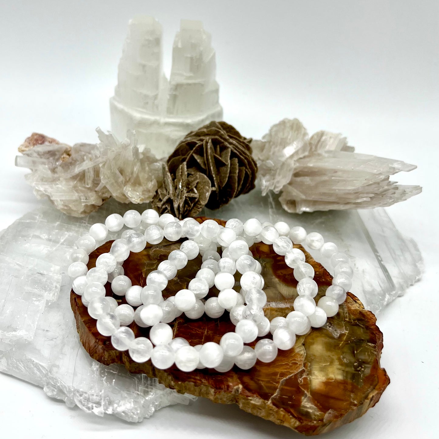 Selenite Bracelet - Cleansing, Clarity, Purification, Protection, Meditation