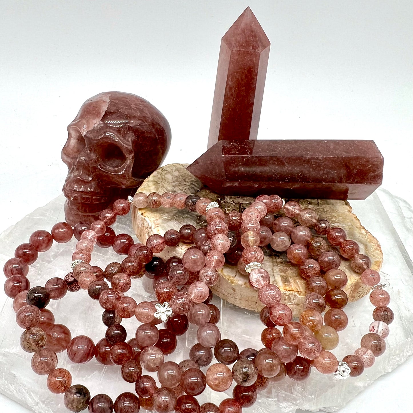 Strawberry Quartz Bracelet - Love, PTSD, Grief, Fertility, Depression