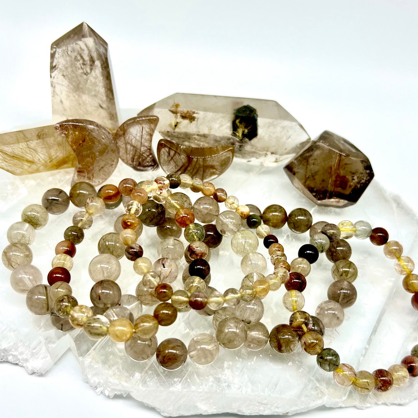 Colorful Rutile Quartz Bracelet - Protection, Relieves Fear & Anxiety, Forgiveness, detox Negativity