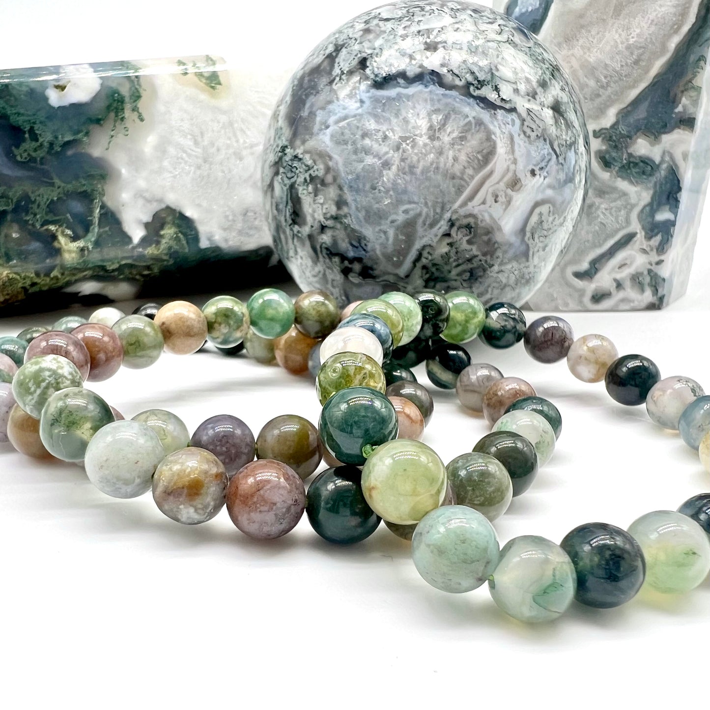 Moss Agate Bracelet - Success, Prosperity, Abundance, Wealth, New Beginnings, Release Fear