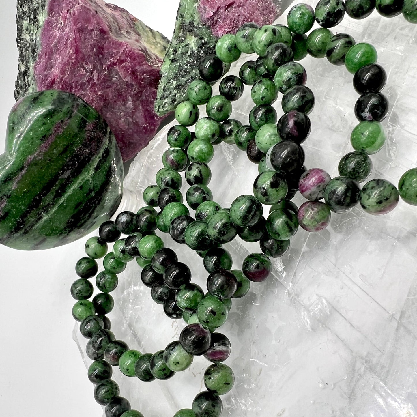 Ruby Zoisite Bracelet - Passion, Patience, Happiness, Abundance, Growth, UV