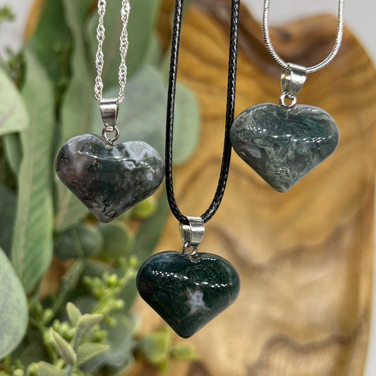 Moss Agate Heart Necklace
