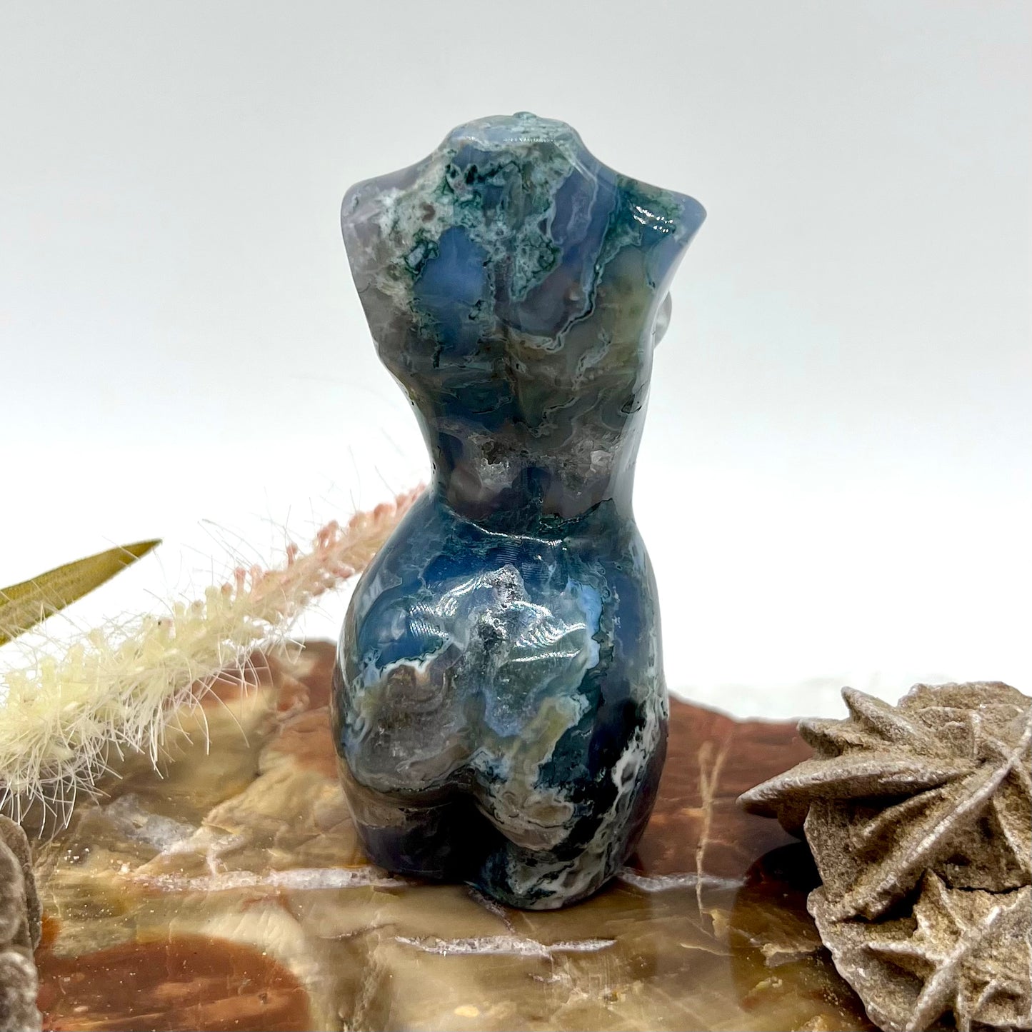 Moss Agate Druzy FM Body Carving