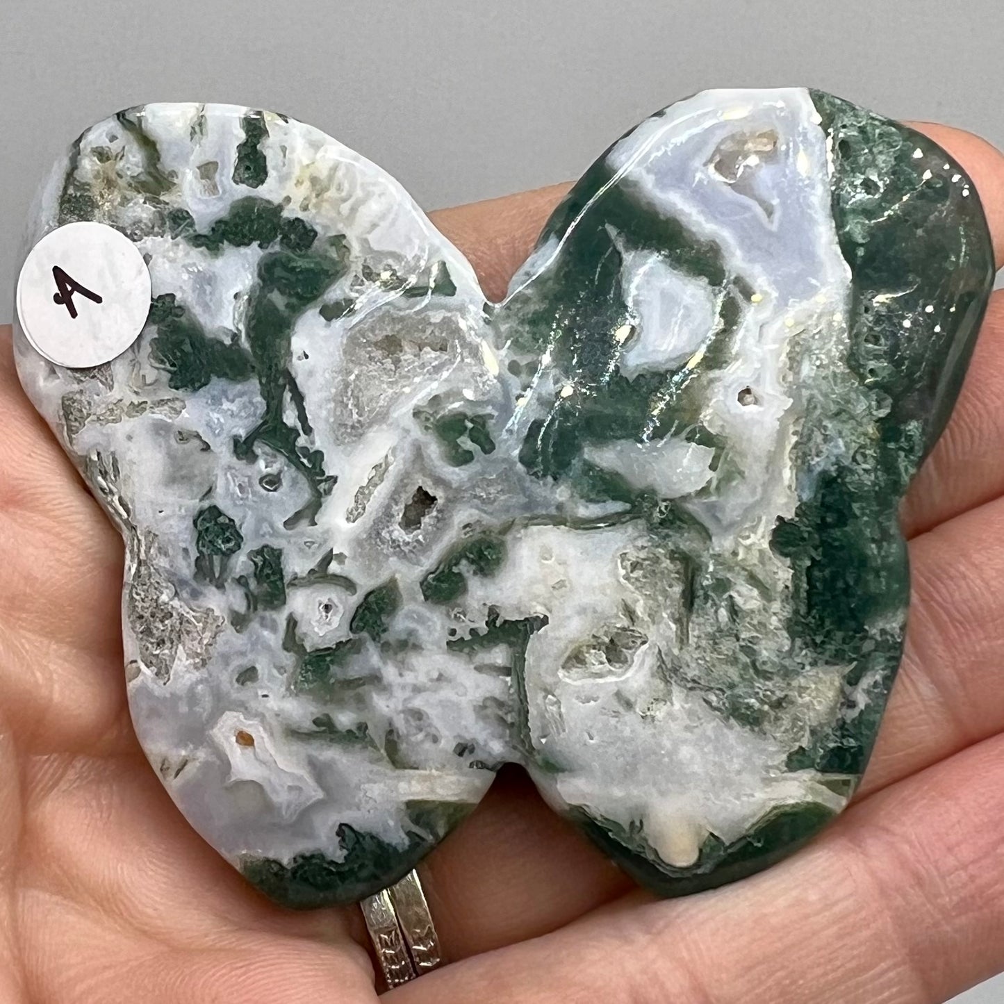 Moss Agate Butterfly Carving
