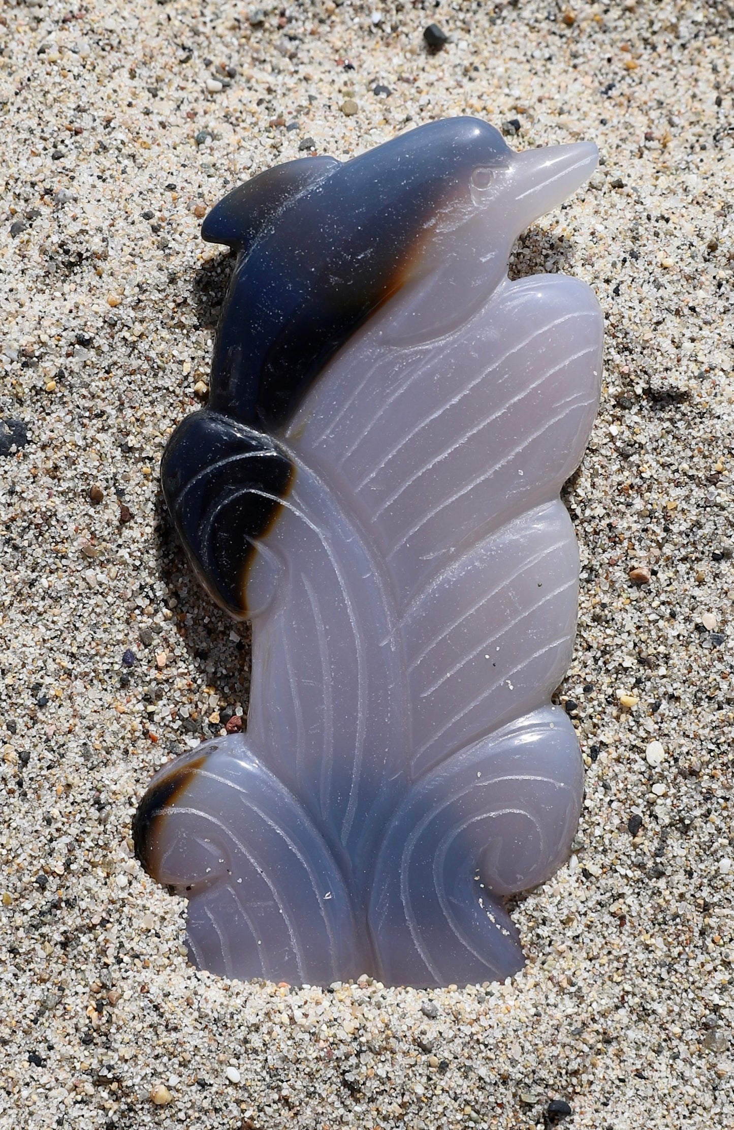 Druzy Agate Dolphin Carving