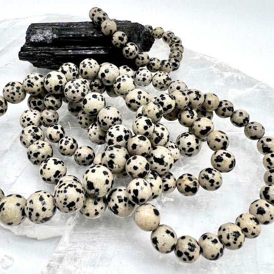 Dalmatian Jasper Bracelet - Relieves Anxiety, Protection, Grounding, Organization