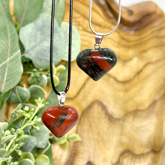 African Bloodstone Heart Necklace