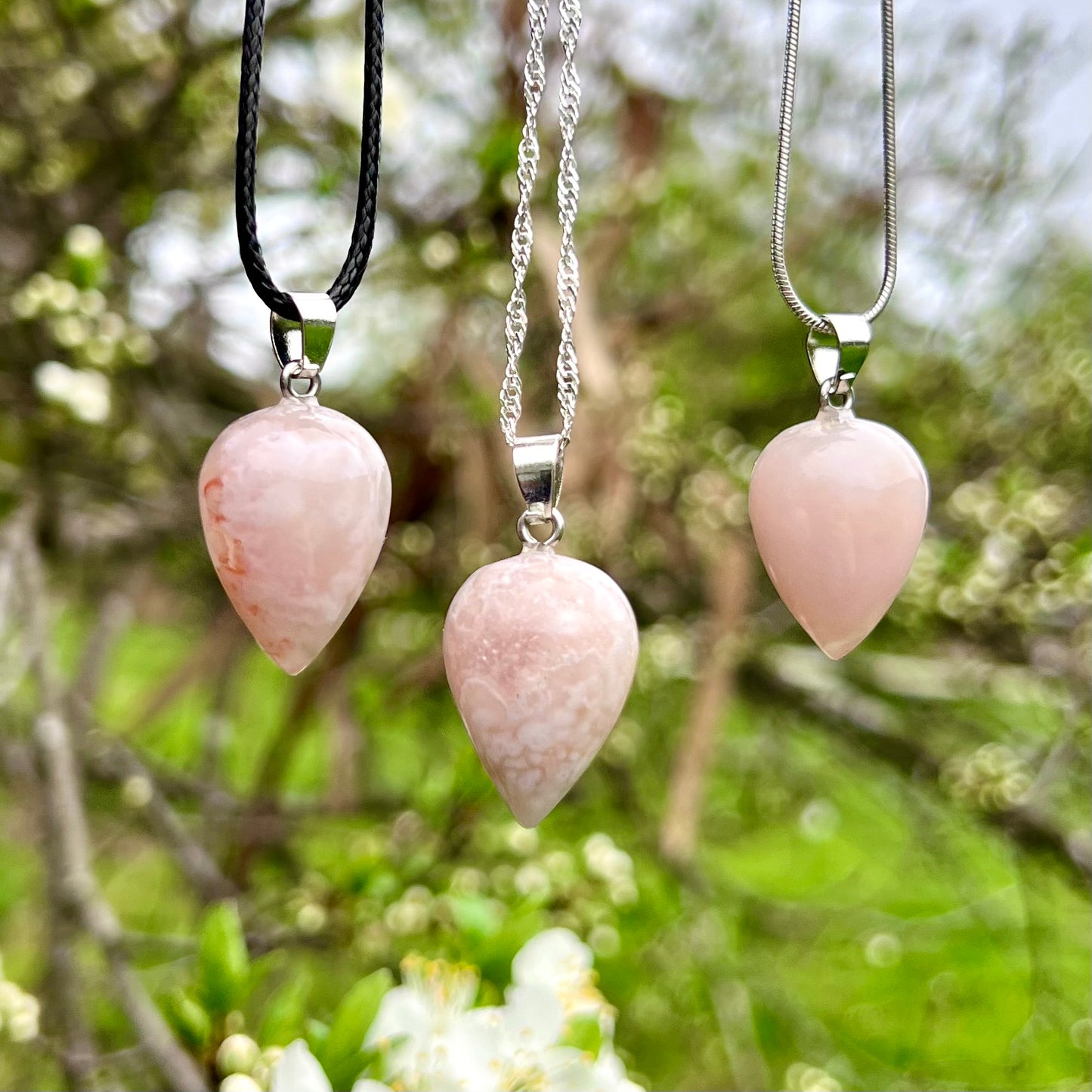 Flower Agate Acorn Necklace
