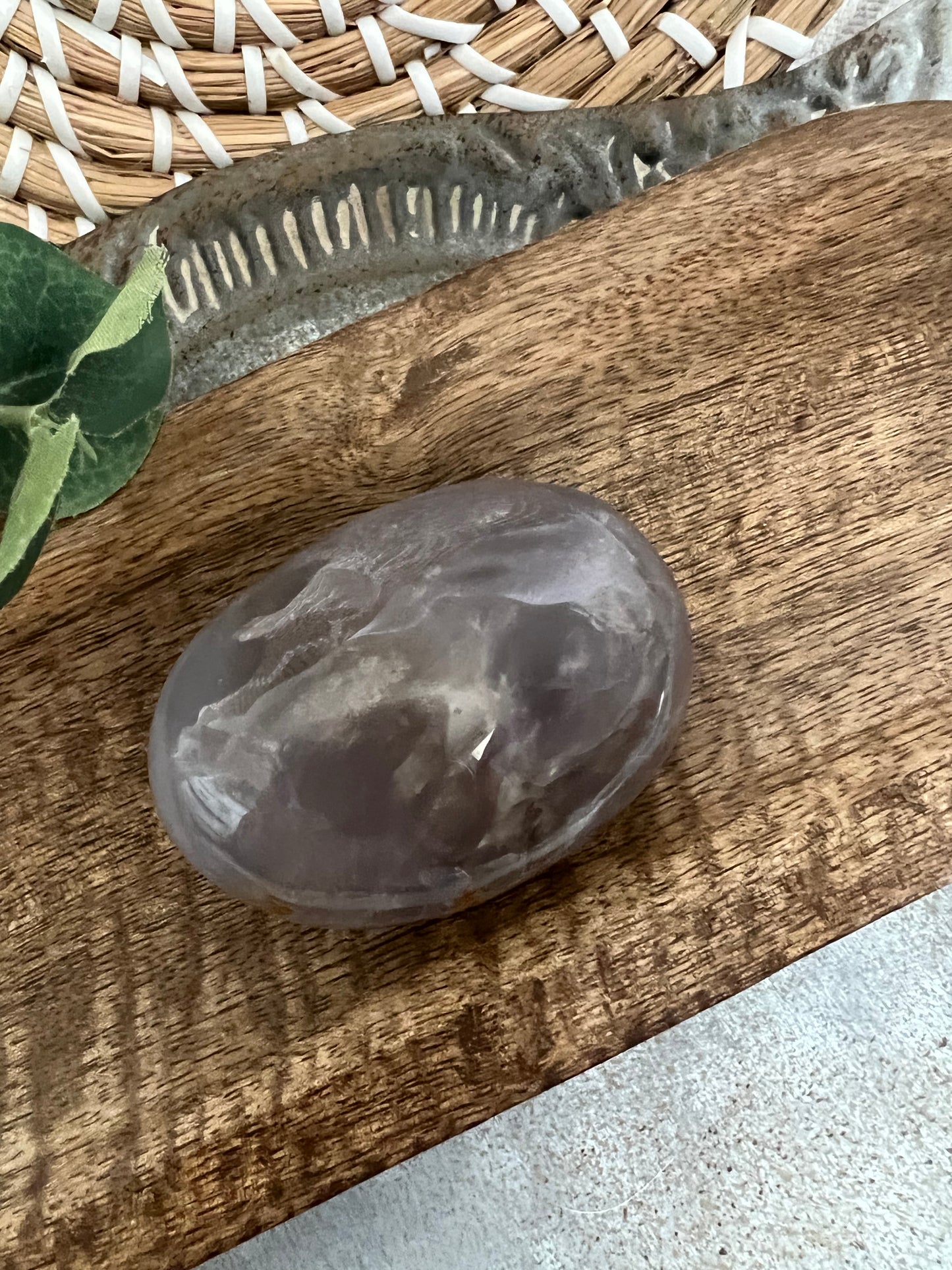RARE Blue Rose Quartz Palm Stone