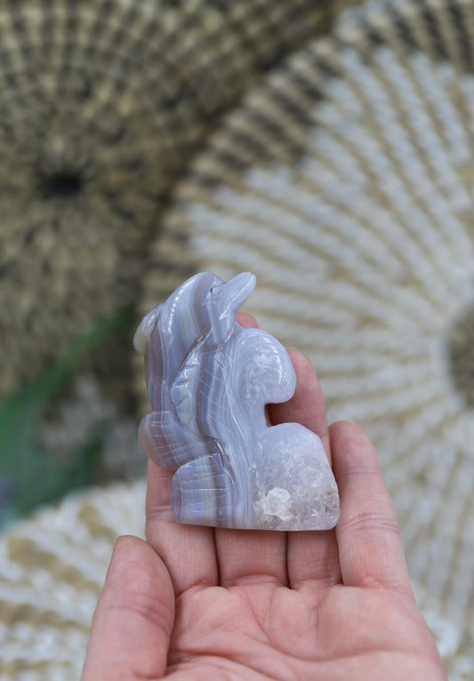 Druzy Agate Dolphin Carving