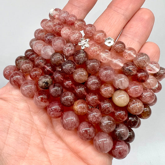 Strawberry Quartz Bracelet - Love, PTSD, Grief, Fertility, Depression