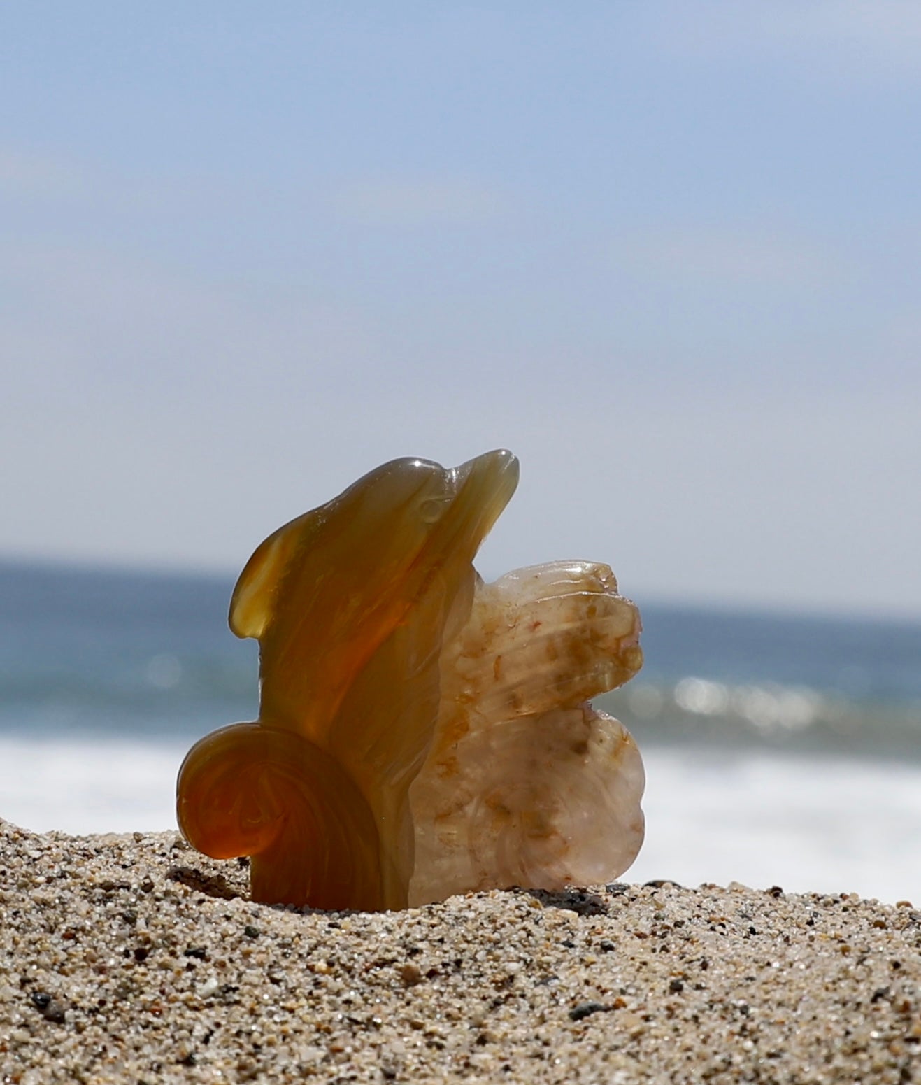 Druzy Agate Dolphin Carving