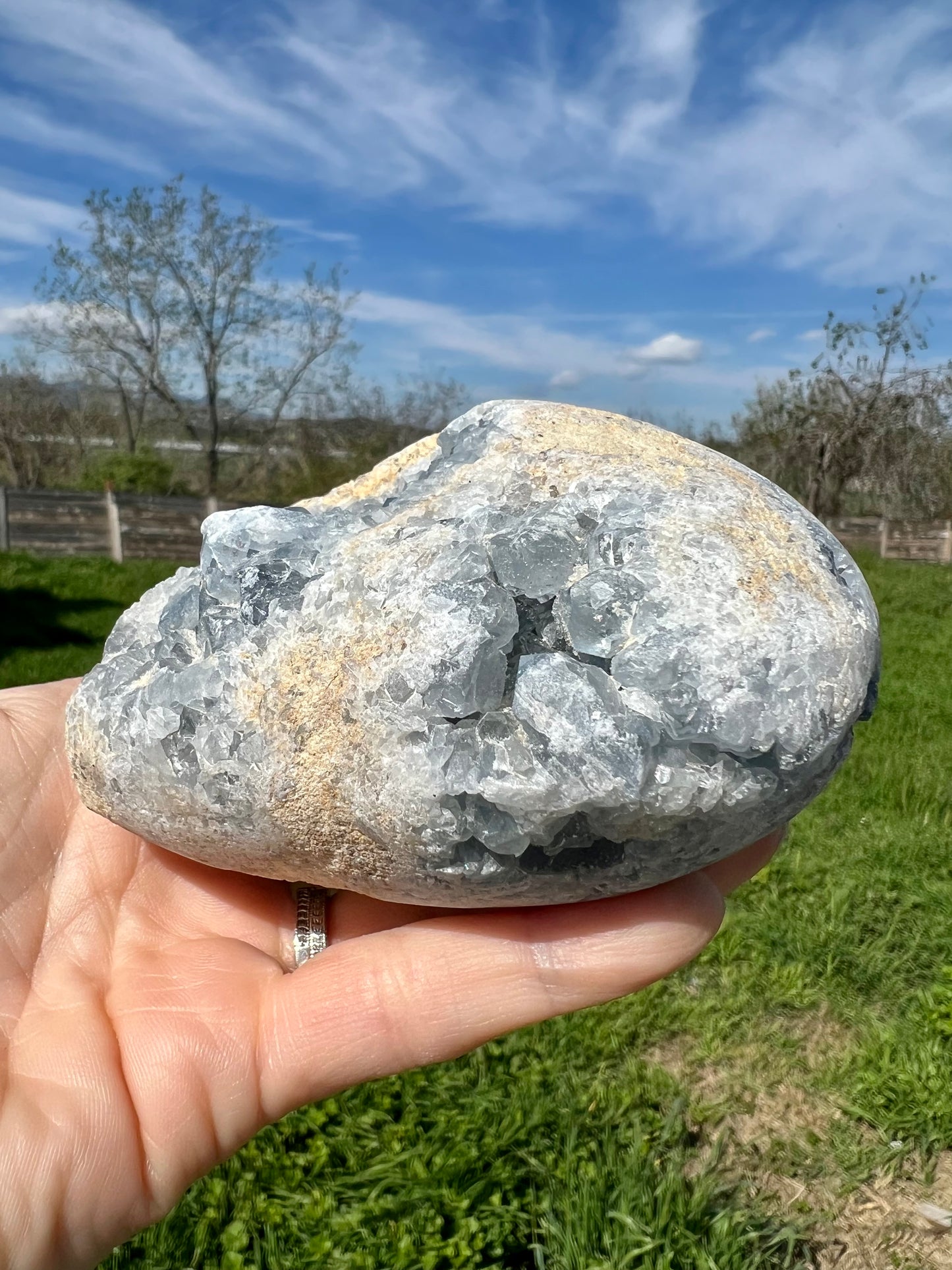 Blue Celestite Heart Cluster Large