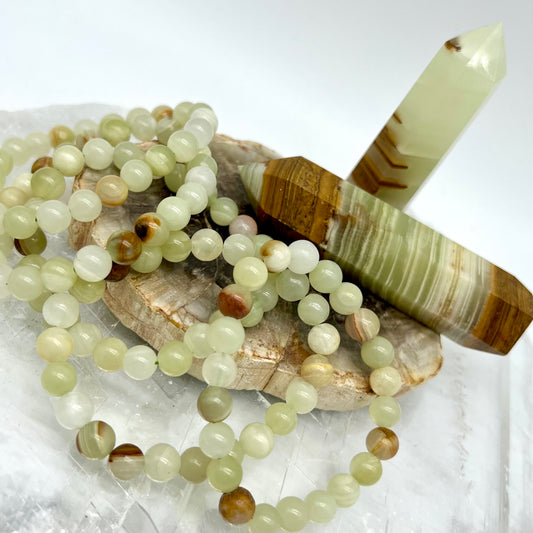 Green Onyx/Afghan Jade Bracelet - Communication, Intuition, Confidence, Anxiety, Motivation