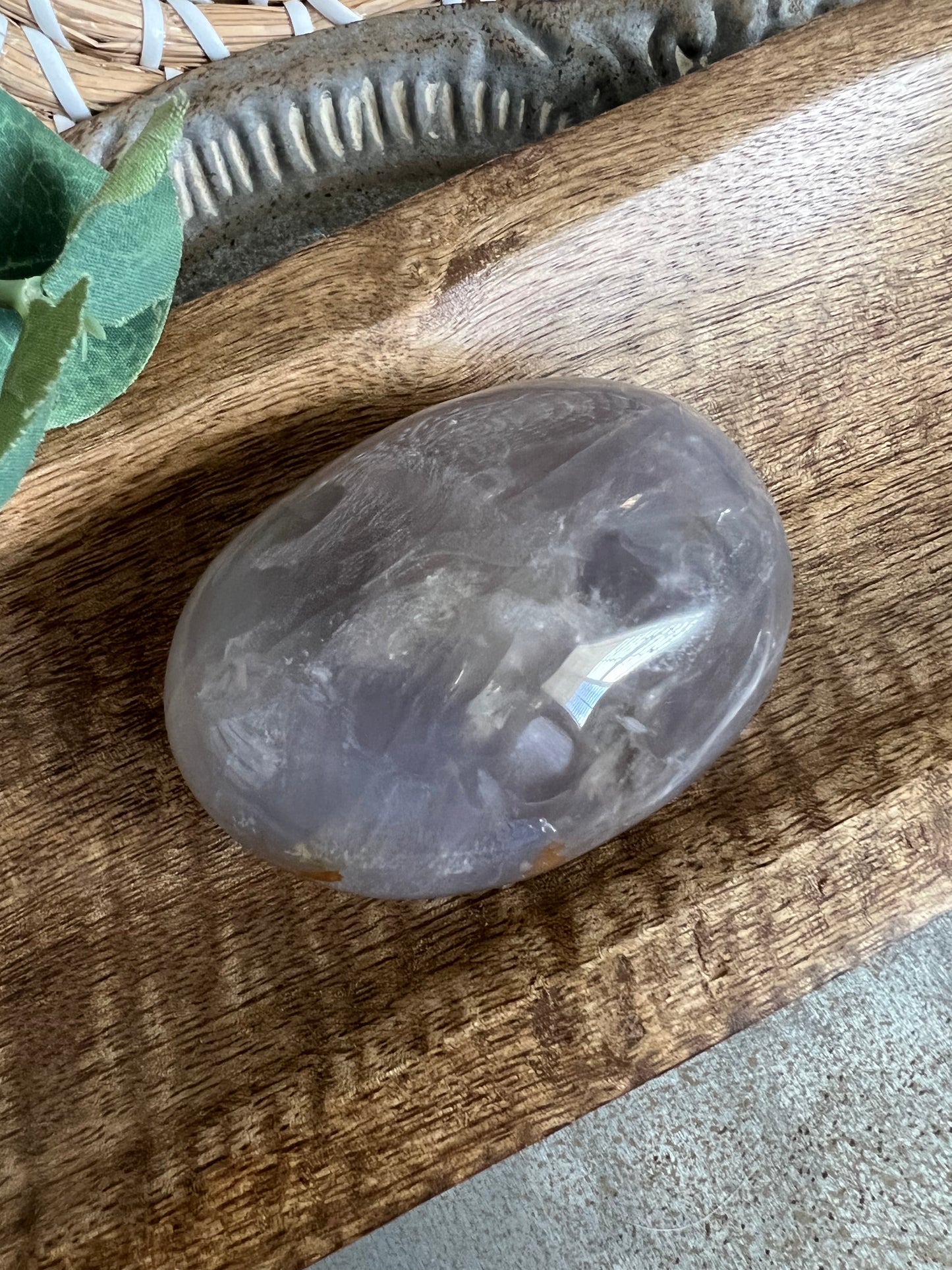 RARE Blue Rose Quartz Palm Stone