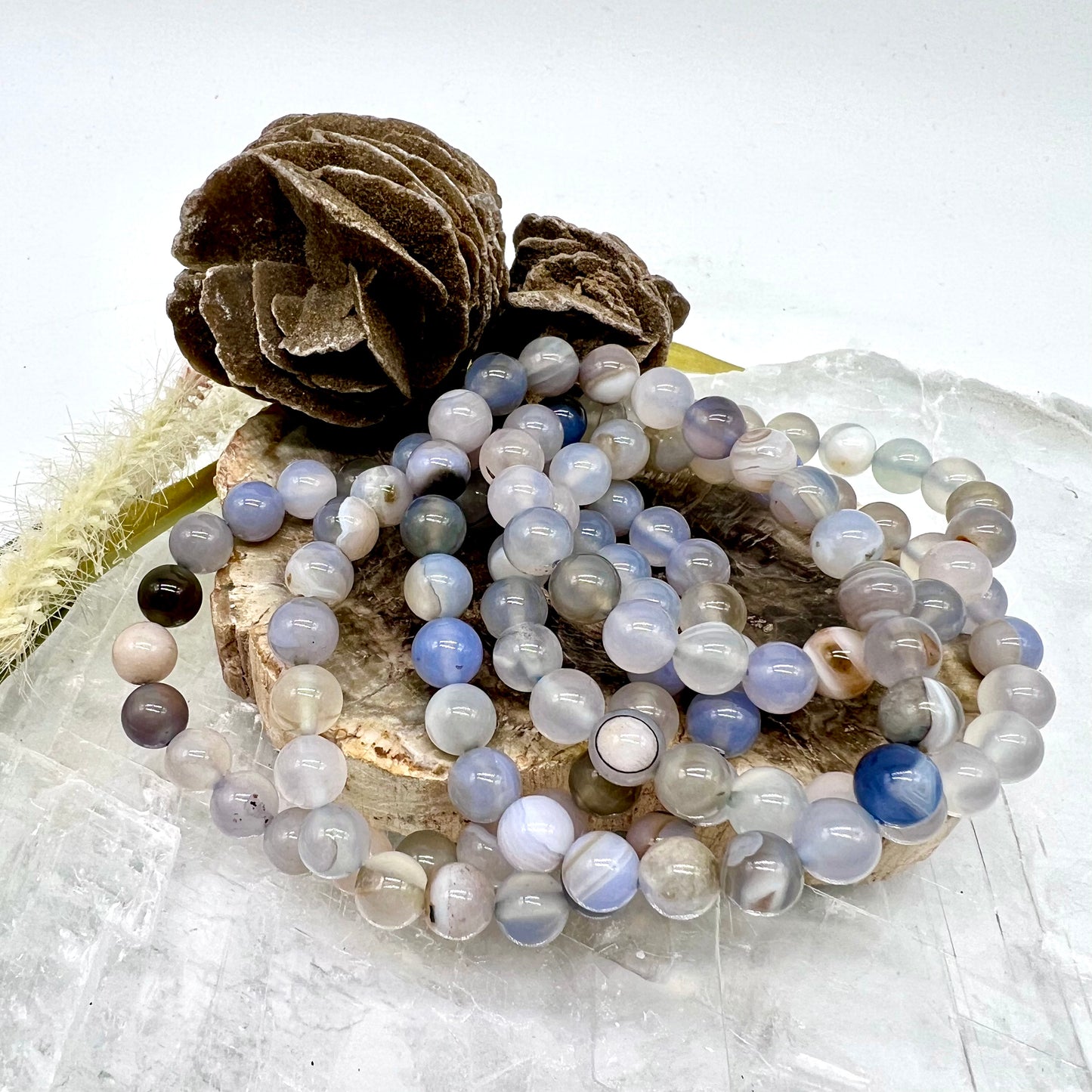 Natural Blue-Agate Bracelet - Harmony, Hope, Soothing, Protection, Joy, Communication