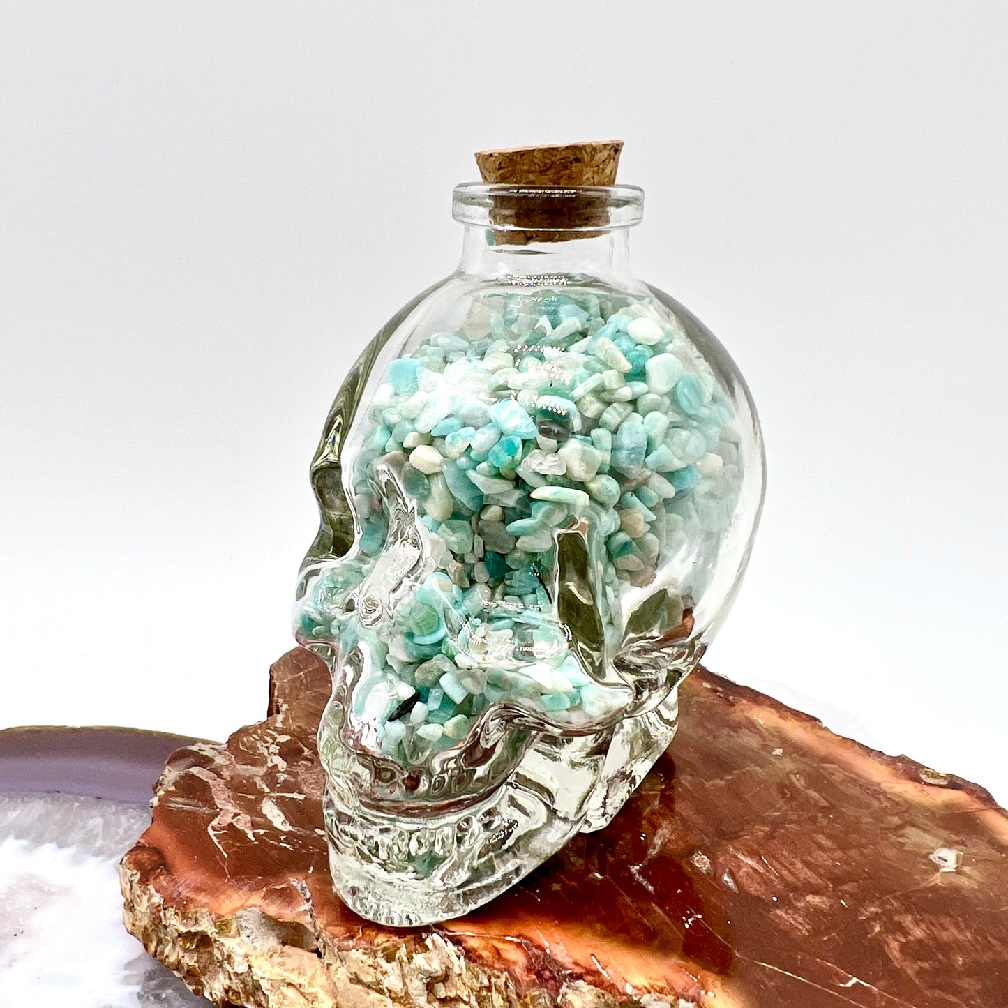 Crystal Chip Skull Wishing Bottle