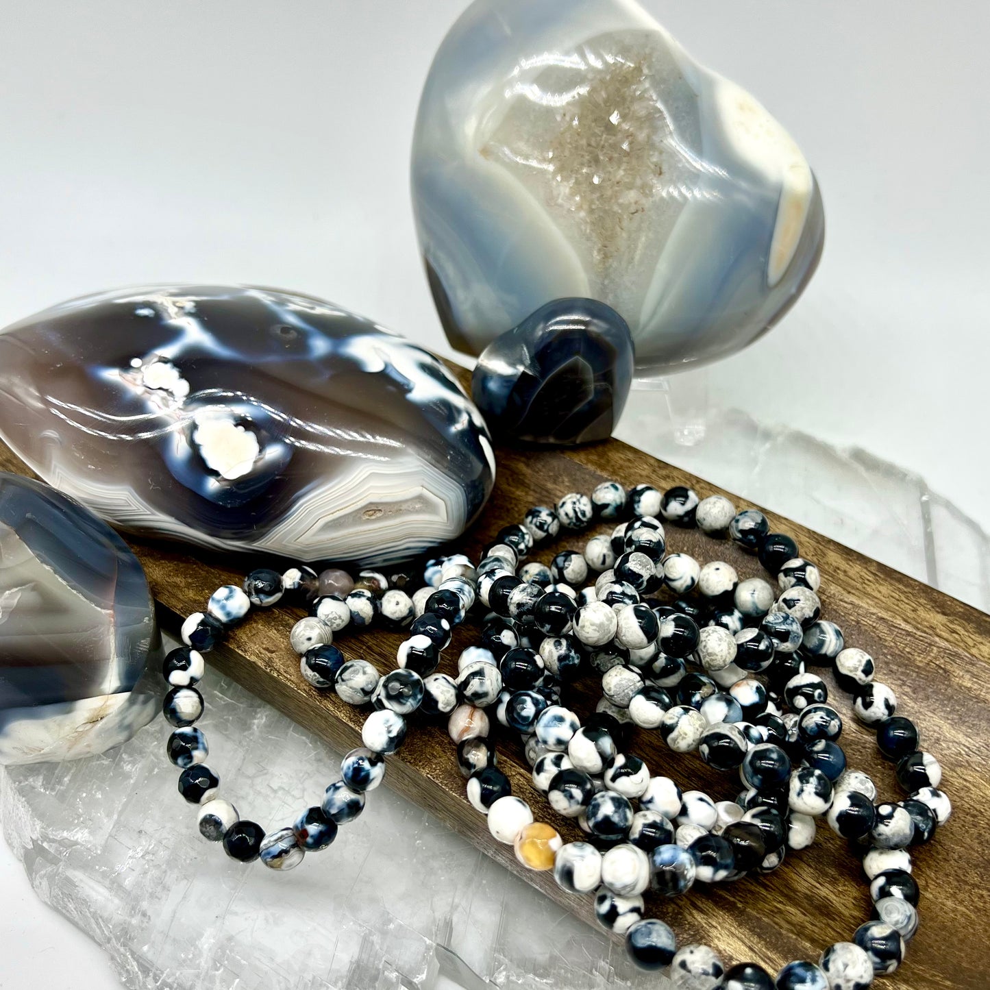Blue Orca Agate Bracelet - Truth, Communication, Transformation, Inner Peace, Grounding