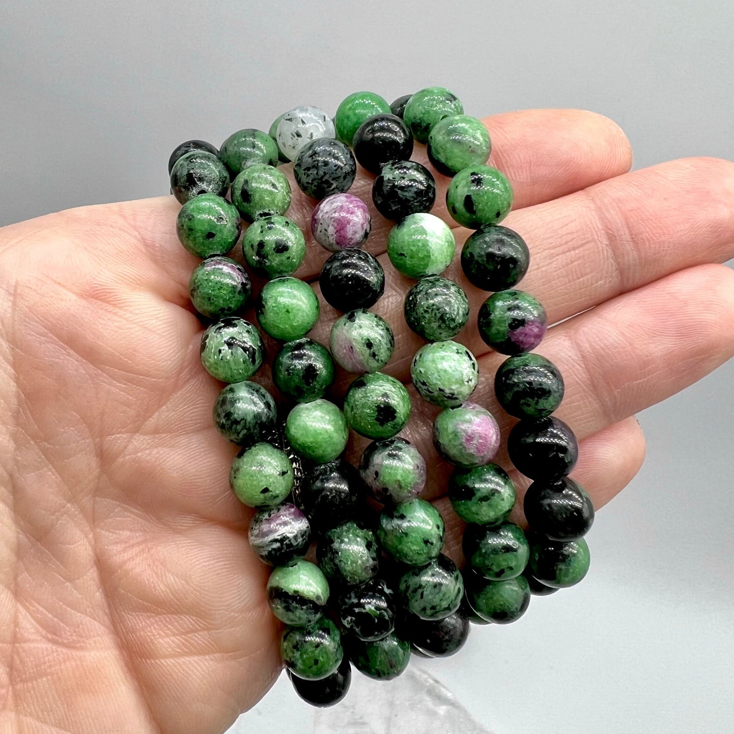Ruby Zoisite Bracelet - Passion, Patience, Happiness, Abundance, Growth, UV