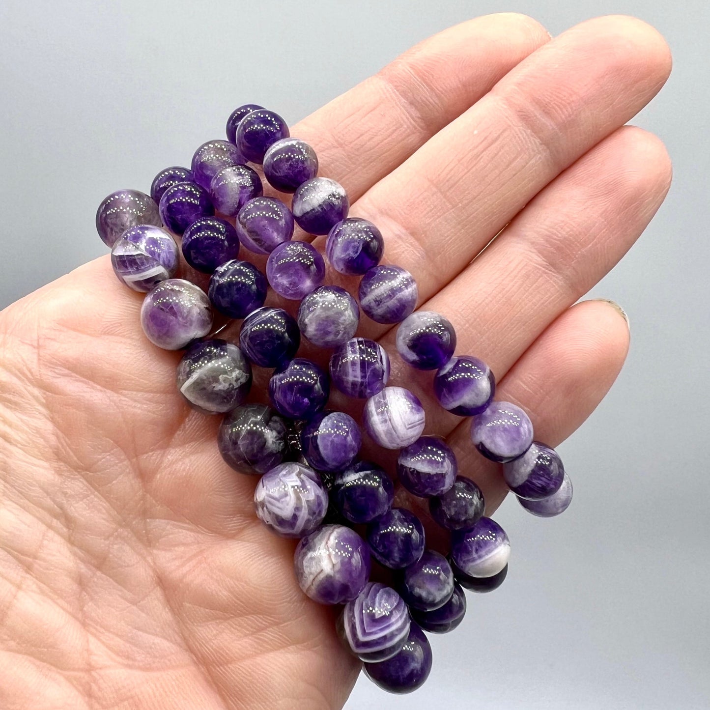 Chevron Dream Amethyst Bracelet - Wisdom, Growth, Cleansing, Protection