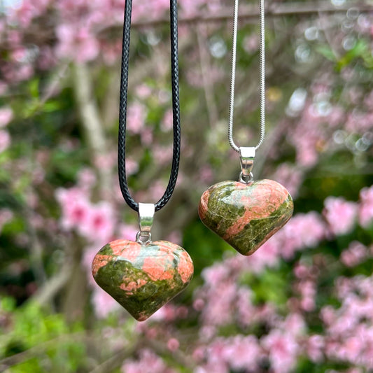 Unakite Heart Necklace