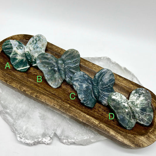Moss Agate Butterfly Carving