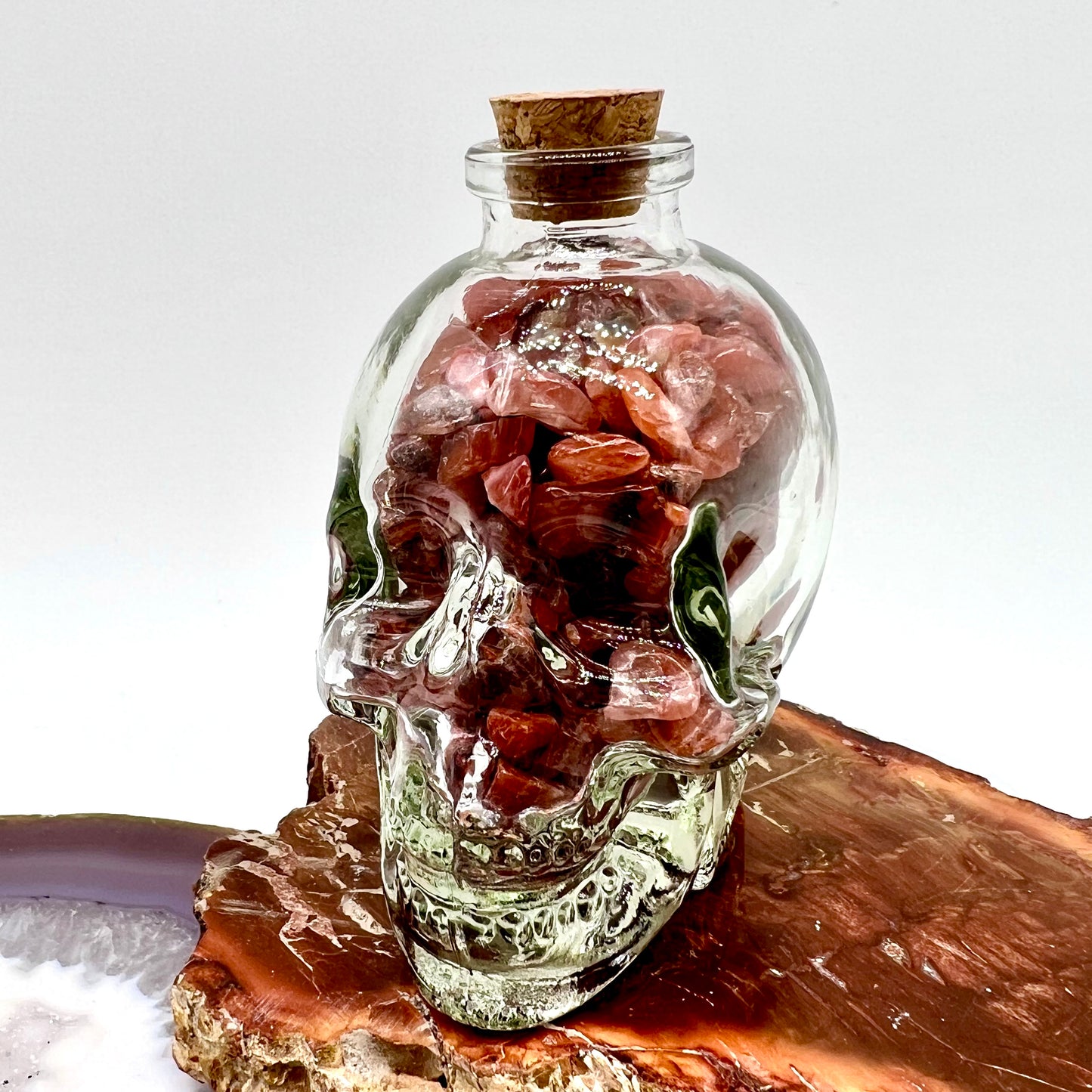 Crystal Chip Skull Wishing Bottle
