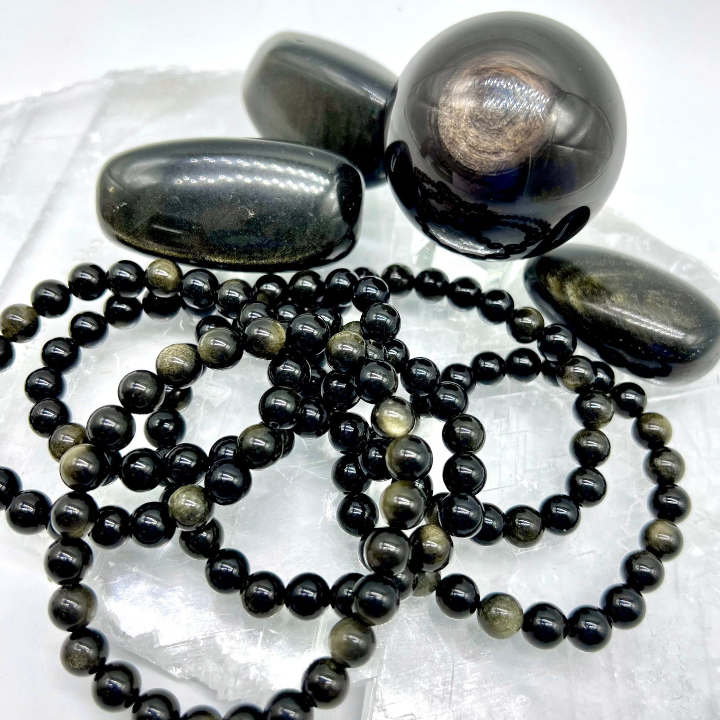 Gold Obsidian Bracelet - Grounding, Protection, Transformation, Truth, Balance