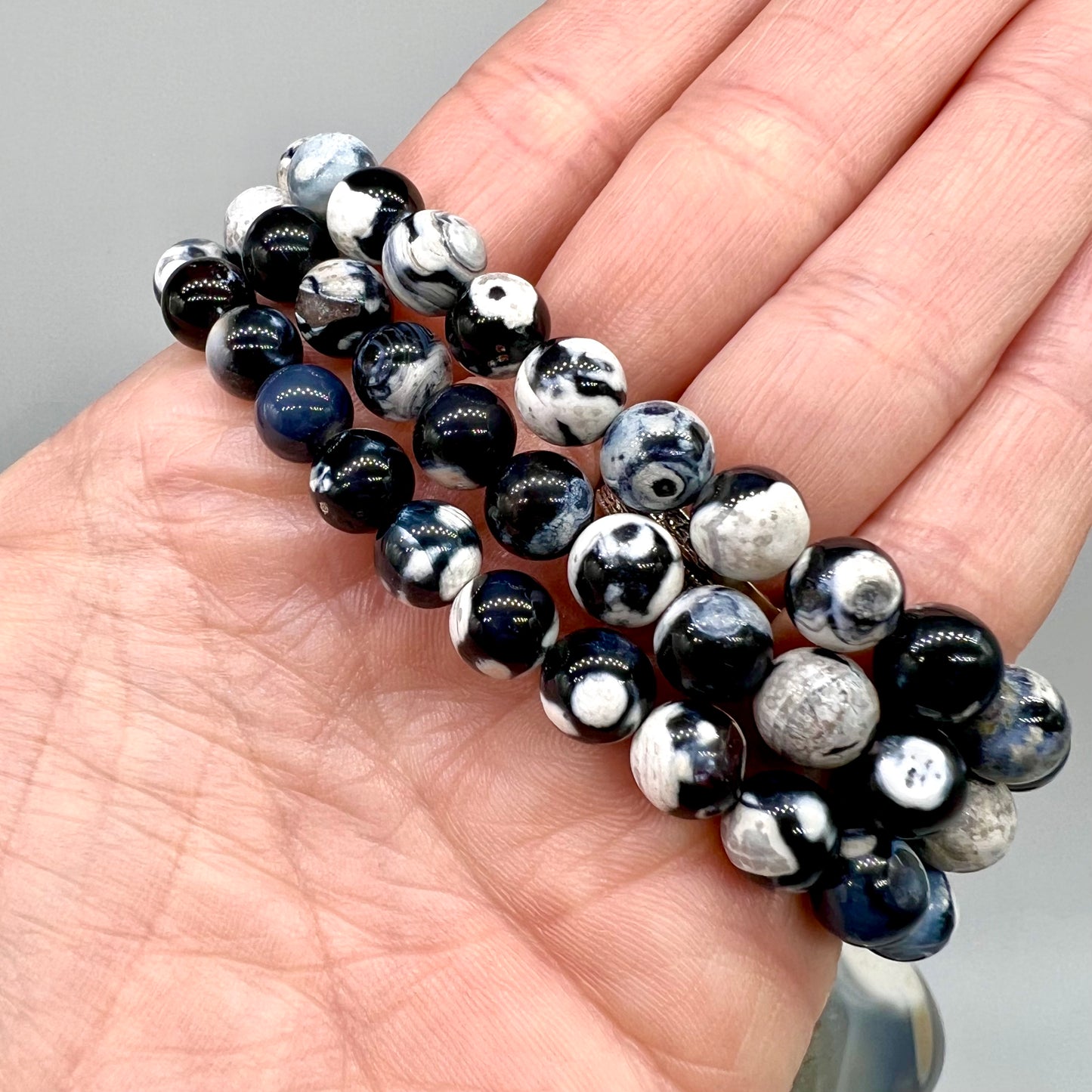Blue Orca Agate Bracelet - Truth, Communication, Transformation, Inner Peace, Grounding