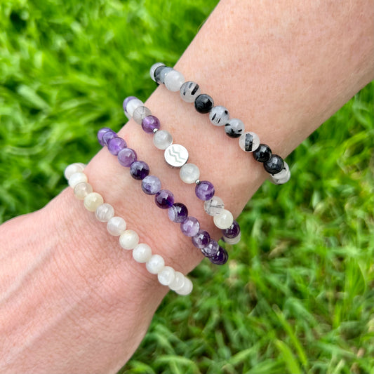 Aquarius Zodiac Bracelet - Promotes Intuition, Harmony, Clarity, Protection, Alleviates Stress, Clears Emotional Blockages & Negative Thoughts