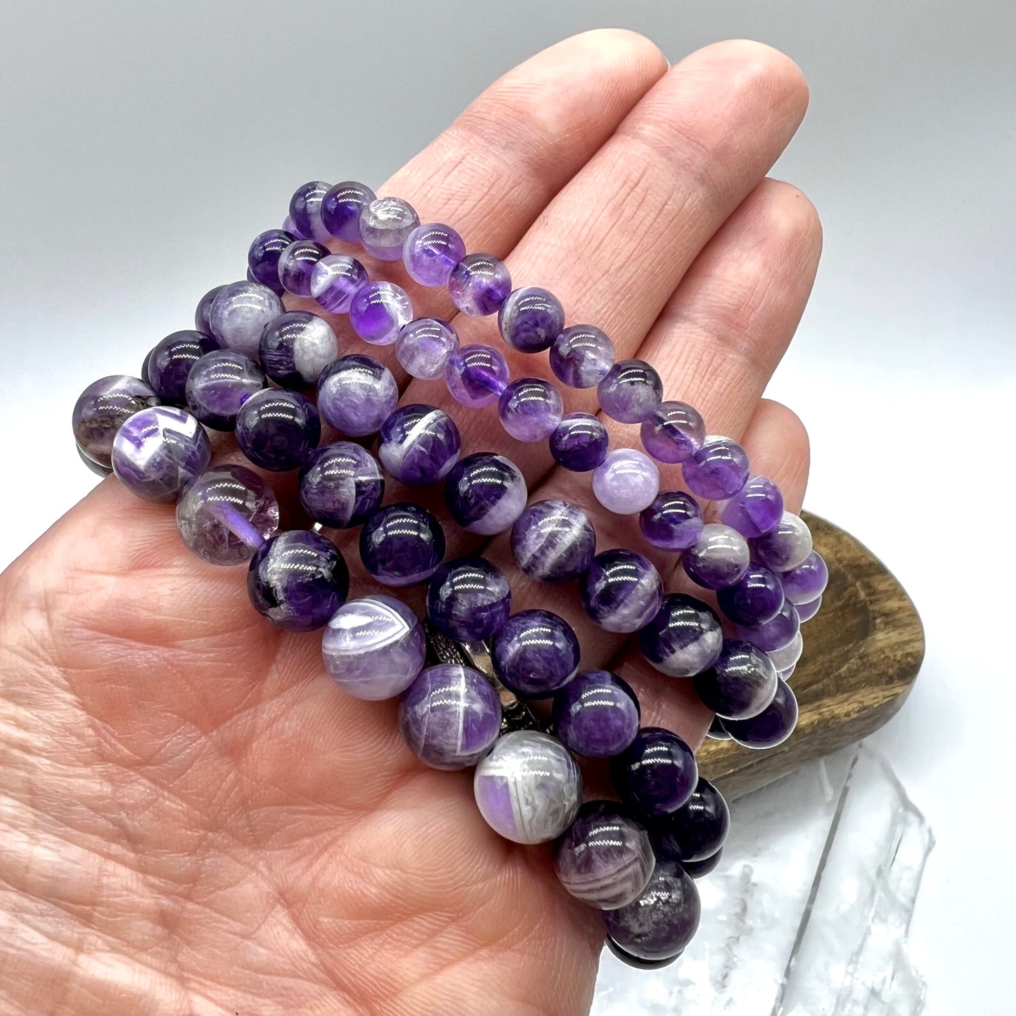 Chevron Dream Amethyst Bracelet - Wisdom, Growth, Cleansing, Protection