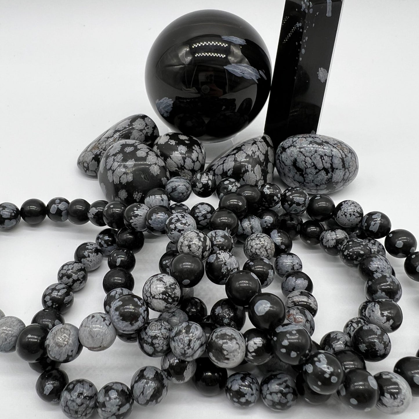 Snowflake Obsidian Bracelet - Grounding, Overcoming Addiction, Balance, Protection
