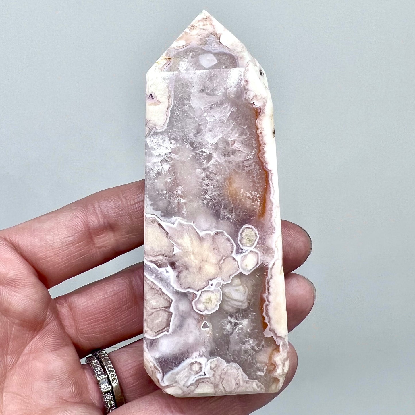 Pink Amethyst Flower Agate Tower