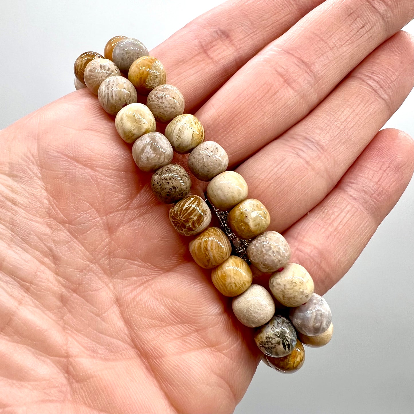 Fossilized Coral Bracelet - Inner Peace, Luck, Wealth, Protection