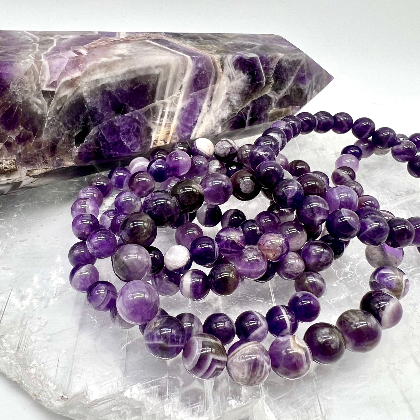 Chevron Dream Amethyst Bracelet - Wisdom, Growth, Cleansing, Protection