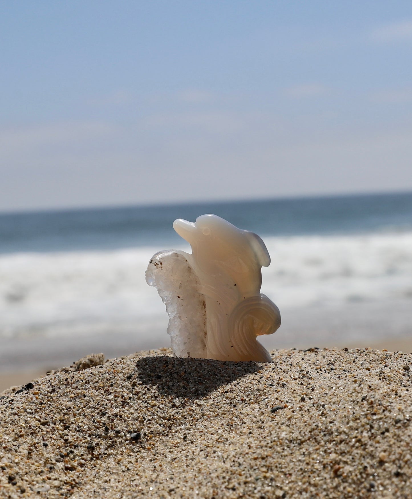 Druzy Agate Dolphin Carving