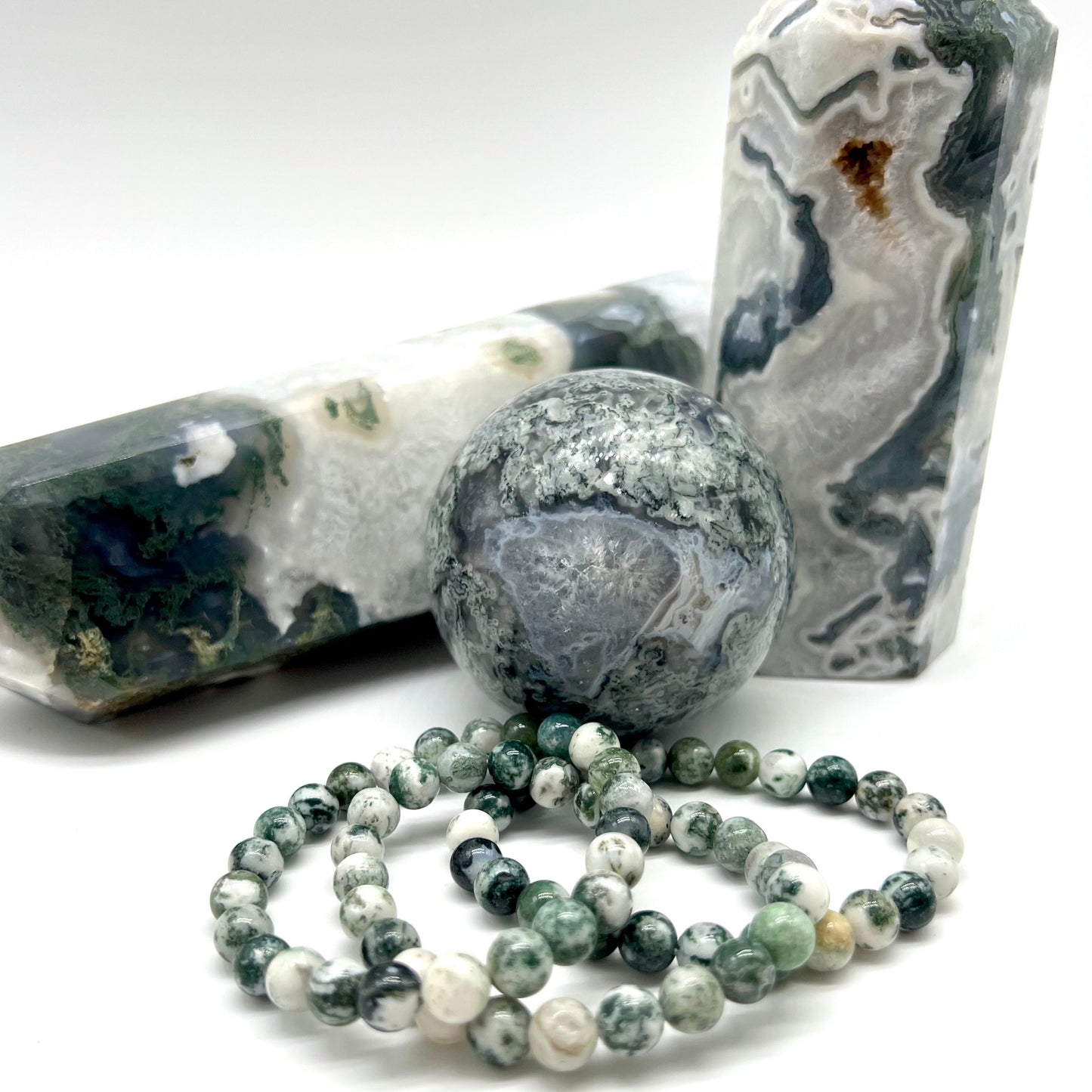 Tree Moss Agate Bracelet - New beginnings, PTSD, Nurturing, Peace, Stress Relief
