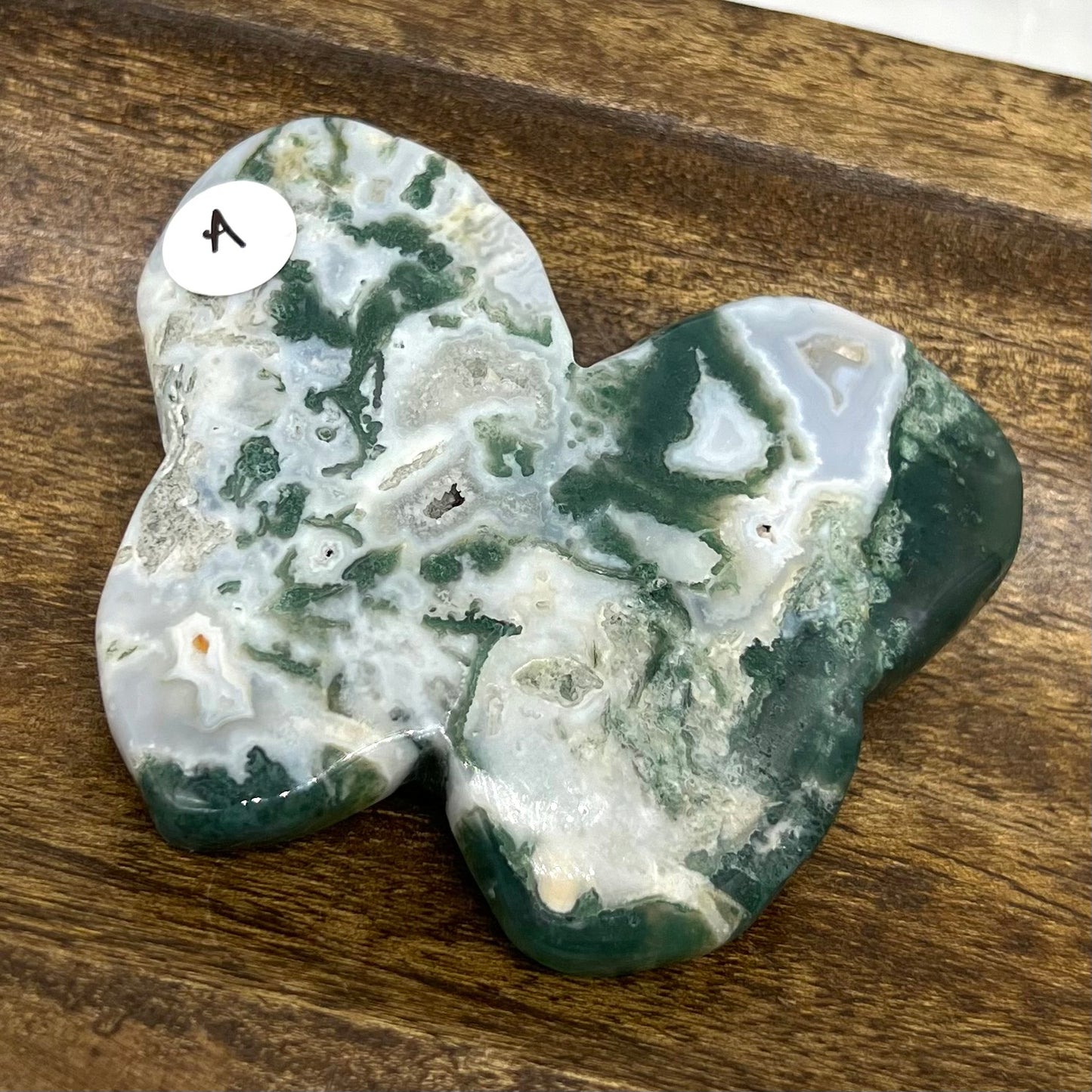 Moss Agate Butterfly Carving