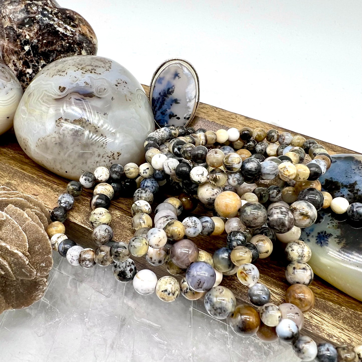 Dendrite/Black Opal Bracelet - Soothing, Stress, Protection, Inner Peace, Empathy, Anxiety